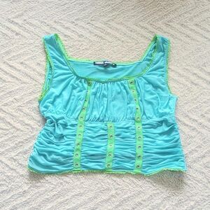 Y2K Tunnel Vision Aqua Corset Style Grunge Top